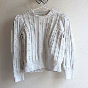 Crewcuts by J.Crew Size S girls Cotton puff sleeve sweater. Cream.